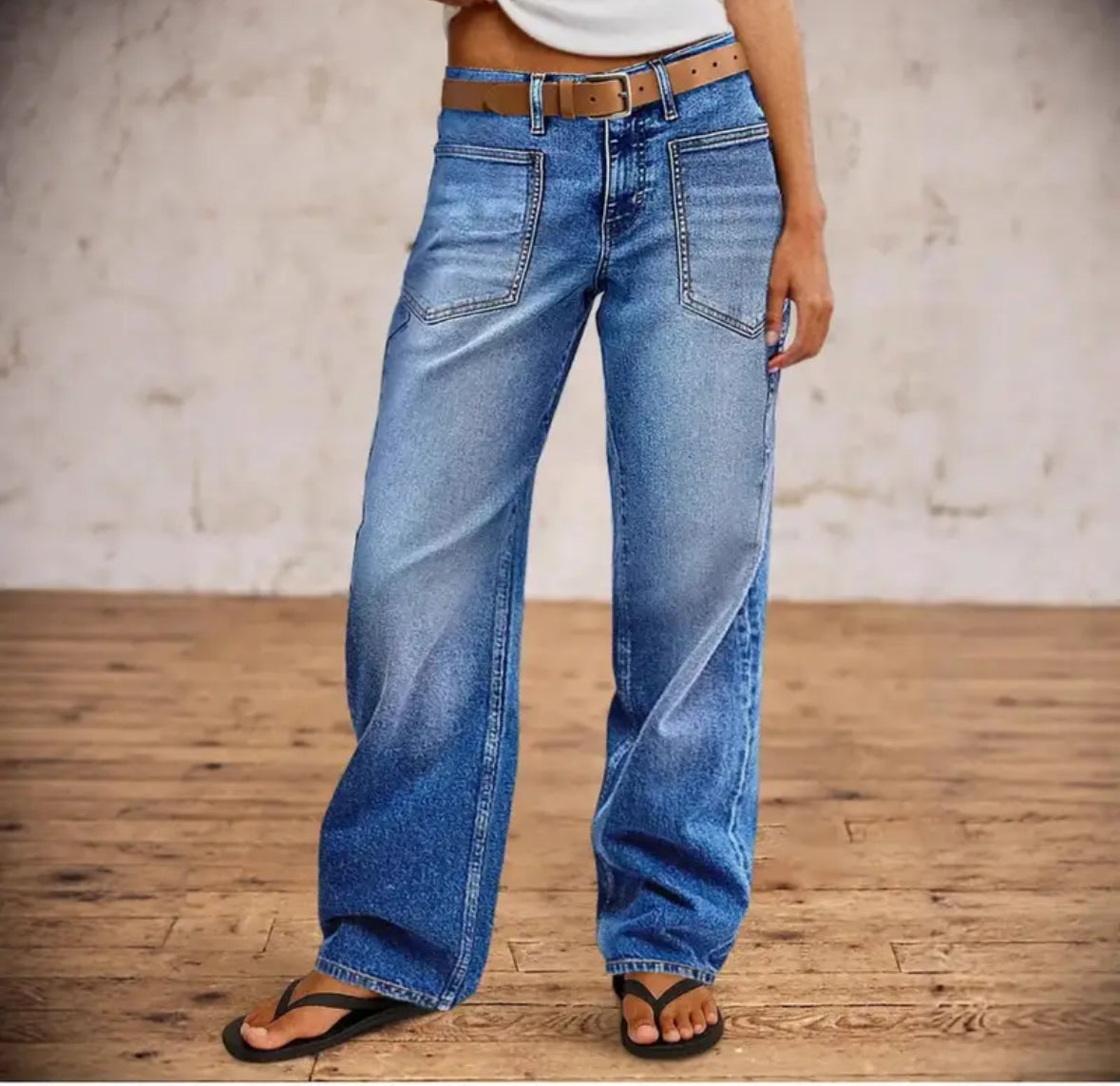 High Waisted Straight Cut Stretchy Jeans
