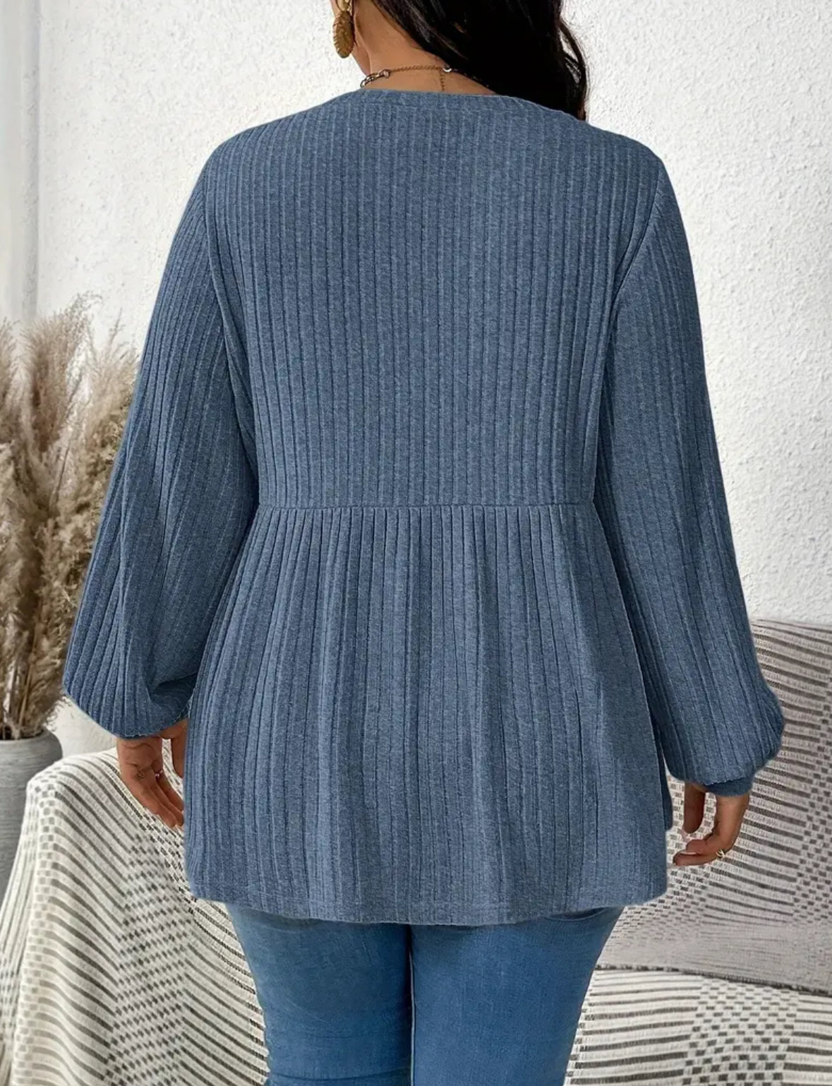 Plus Size Ribbed Batwing Sleeve Top
