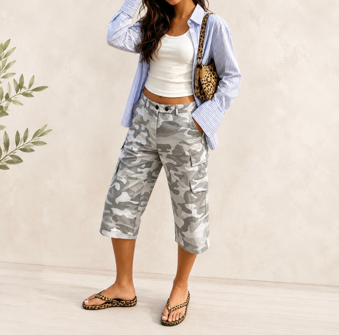 Camouflage Capri Cargo Pants