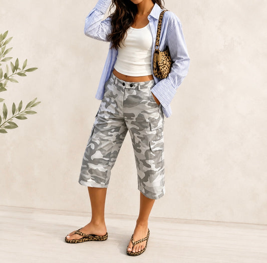 Camouflage Capri Cargo Pants