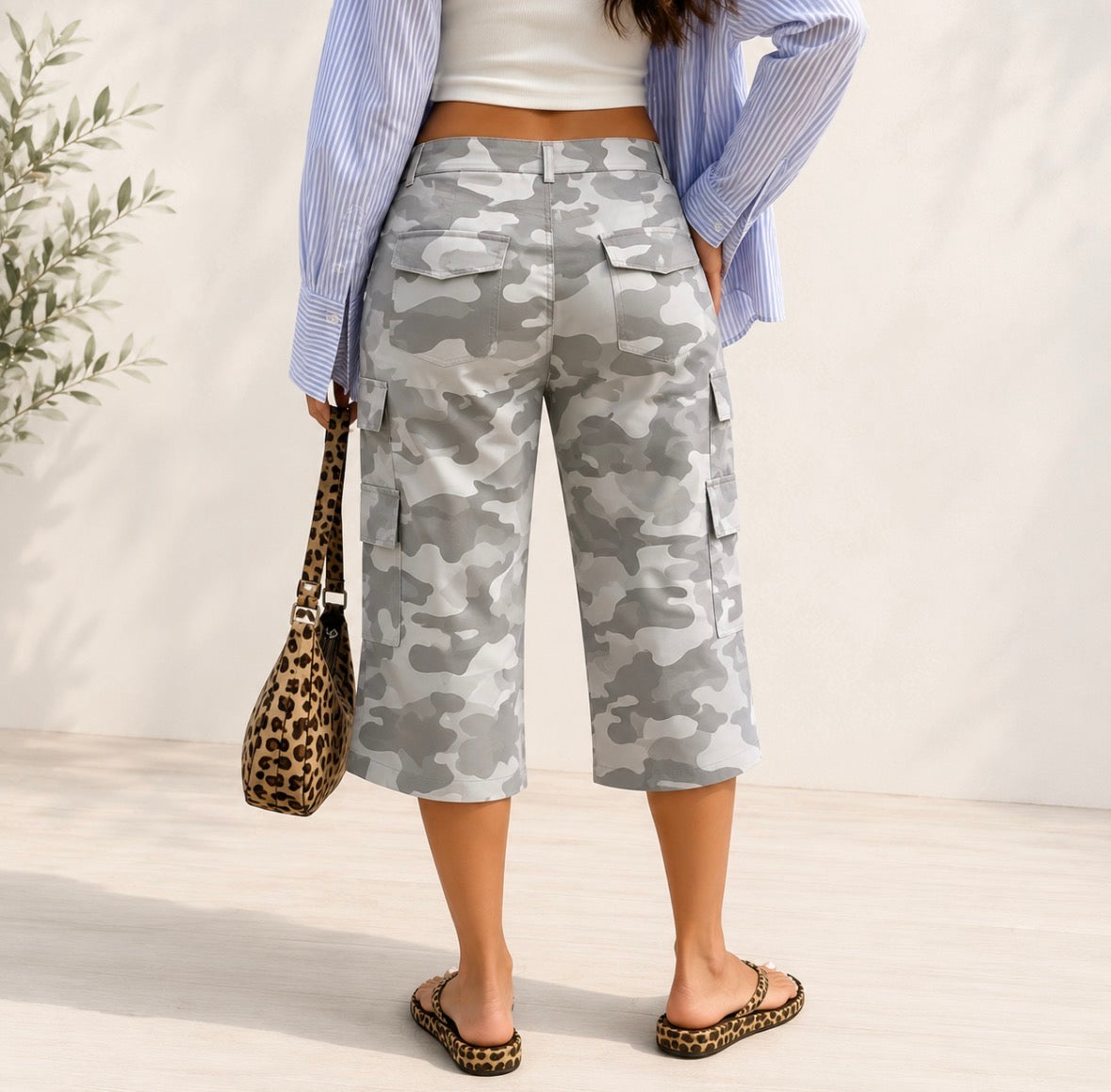 Camouflage Capri Cargo Pants