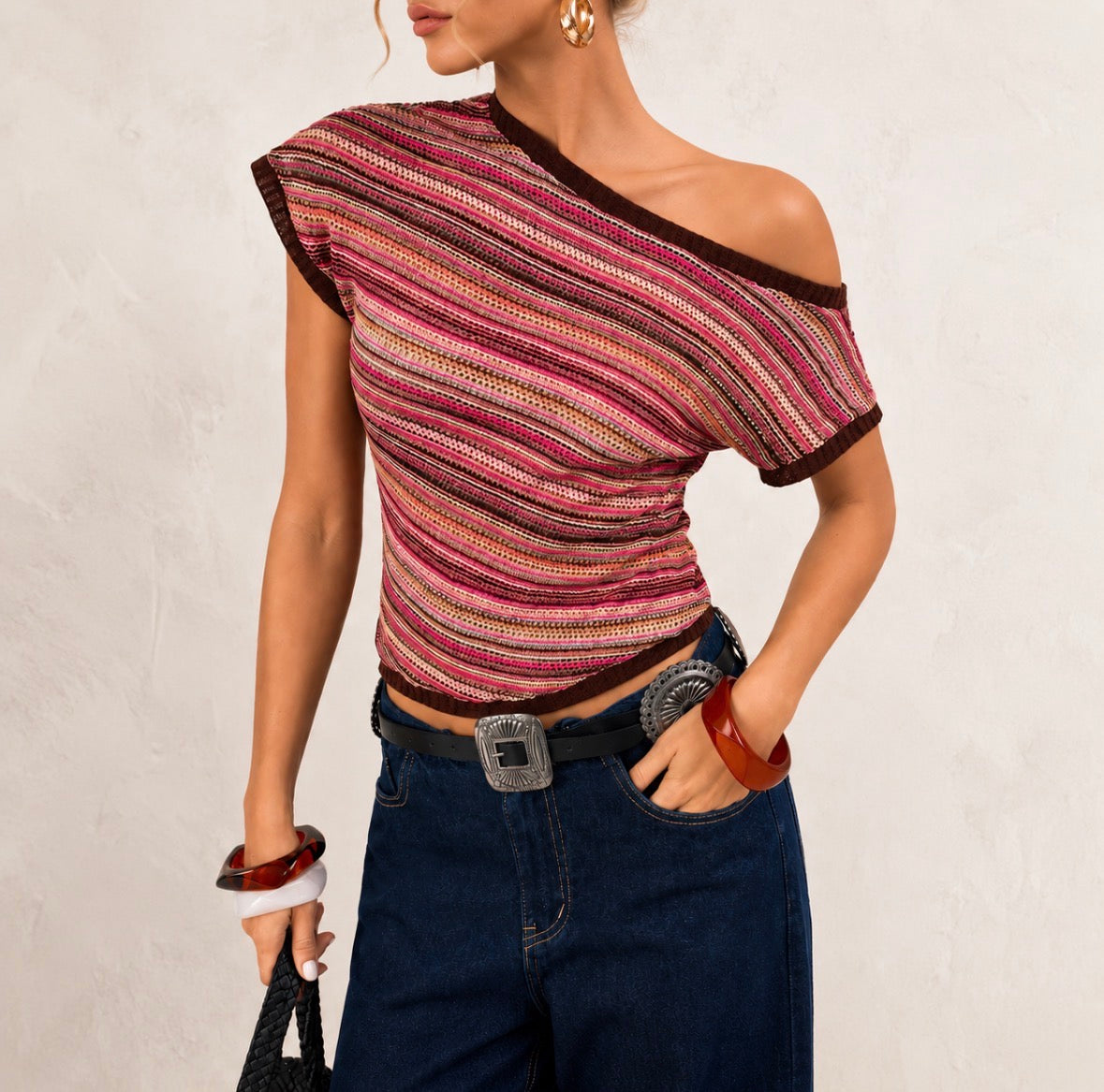 Short Sleeve Striped Pullover Top