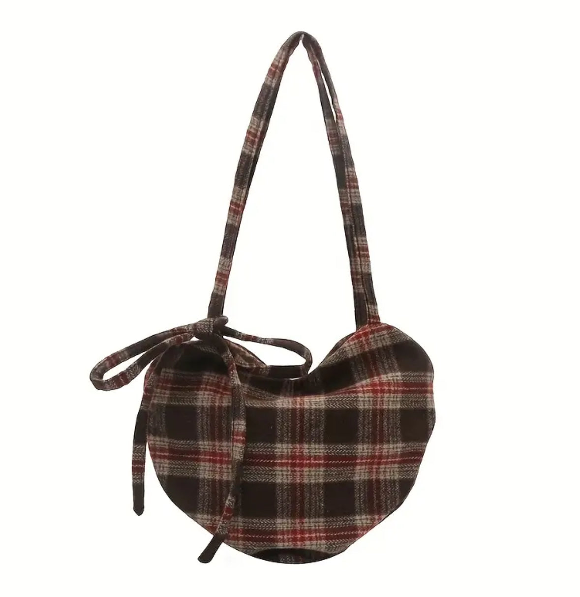 Heart-Shaped Plaid Handbag