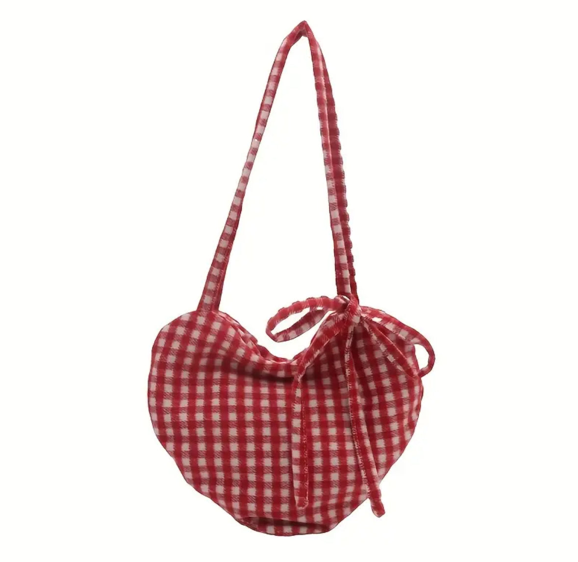 Heart-Shaped Plaid Handbag