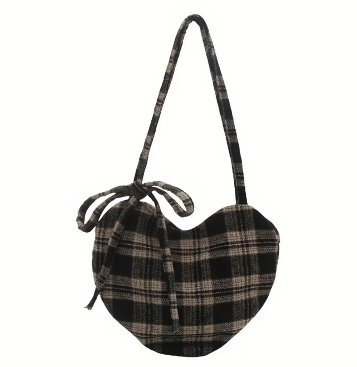 Heart-Shaped Plaid Handbag