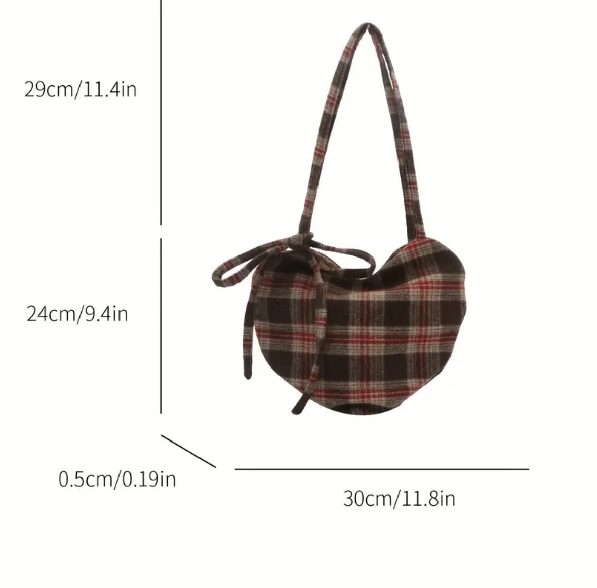 Heart-Shaped Plaid Handbag