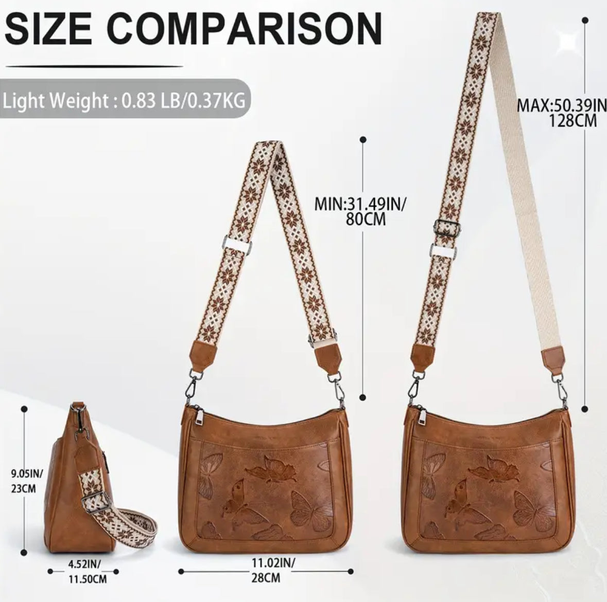 Faux Leather Handbag with adjustable and removable strap