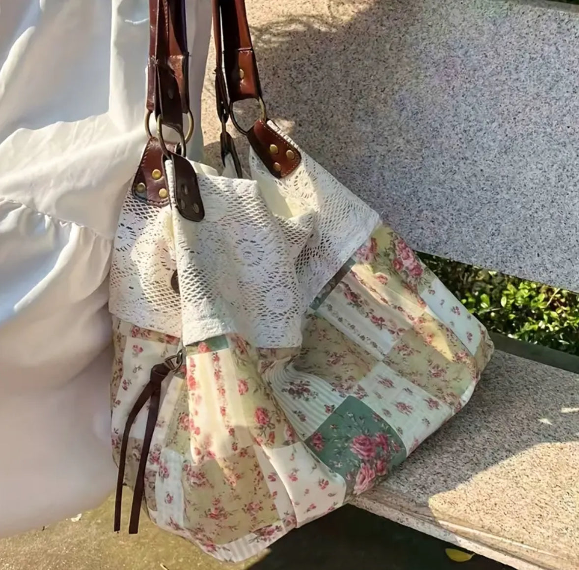 Large Floral Patchwork Tote Bag