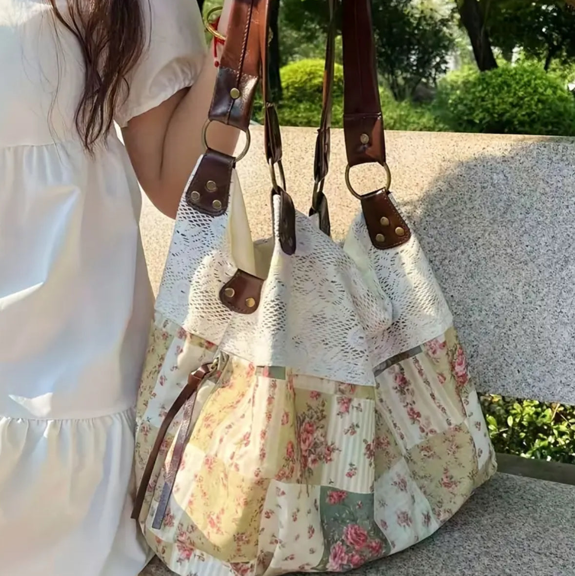 Large Floral Patchwork Tote Bag