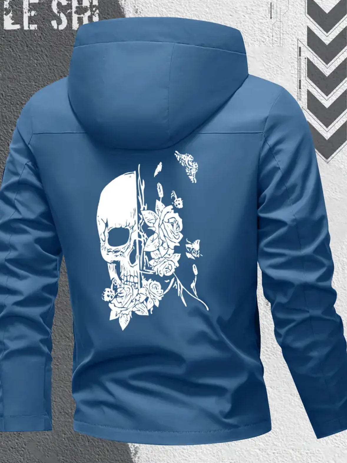 Long Sleeve Hooded Pullover Skull Sweatshirt with Pockets
