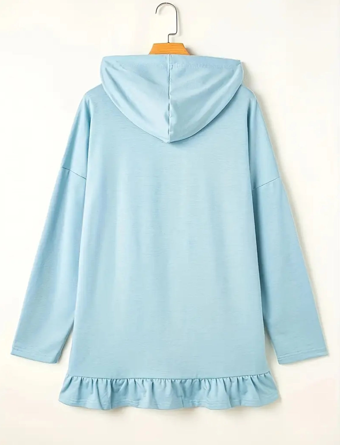 Plus Size Hooded Sweatshirt with Ruffle Trim