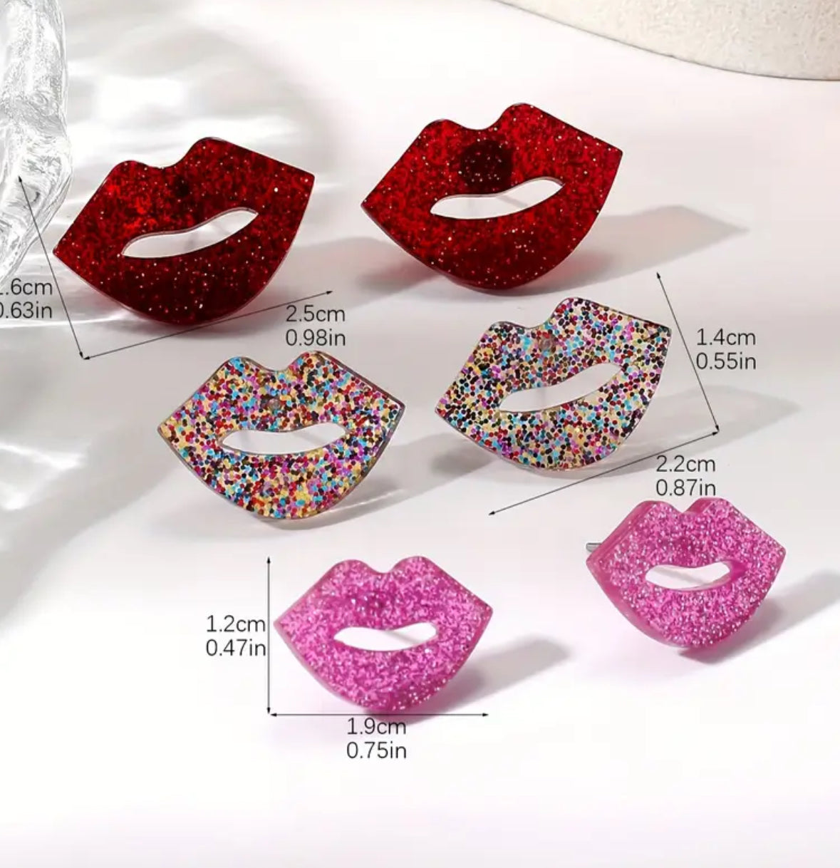3-pack Acrylic LIP Earrings