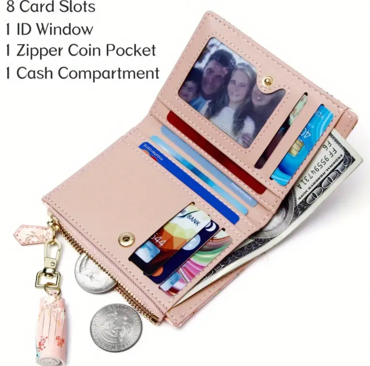 Slim Bifold Zipper Wallet