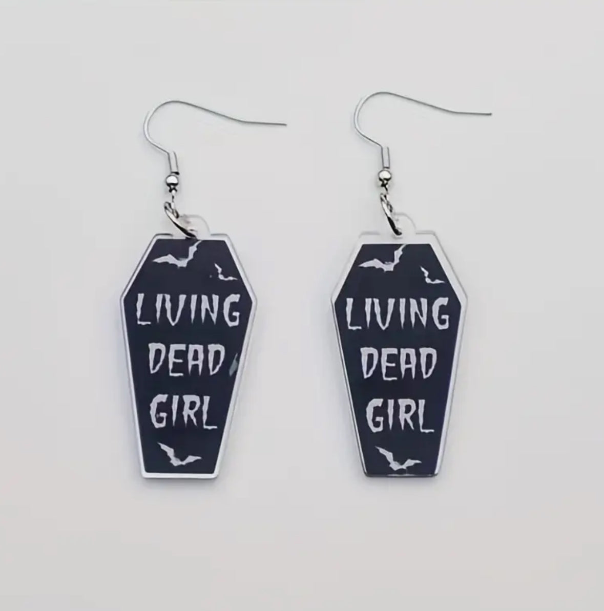 Lightweight Bat Coffin Shaped Earrings “Living Dead Girl”