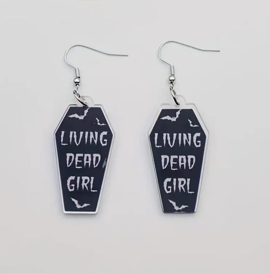 Lightweight Bat Coffin Shaped Earrings “Living Dead Girl”