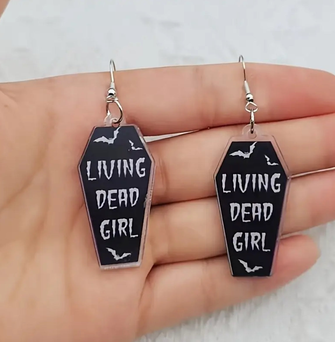 Lightweight Bat Coffin Shaped Earrings “Living Dead Girl”