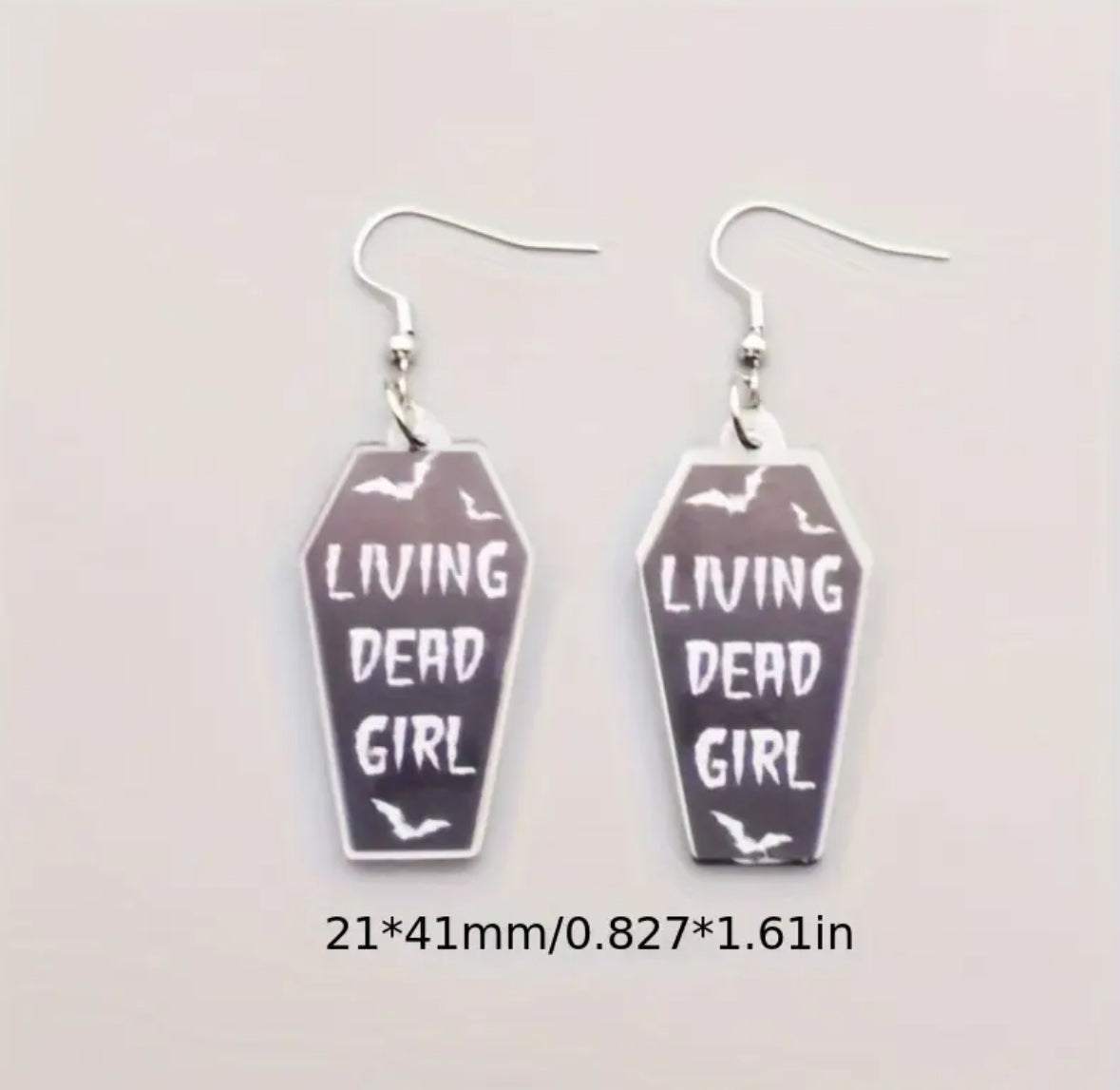 Lightweight Bat Coffin Shaped Earrings “Living Dead Girl”