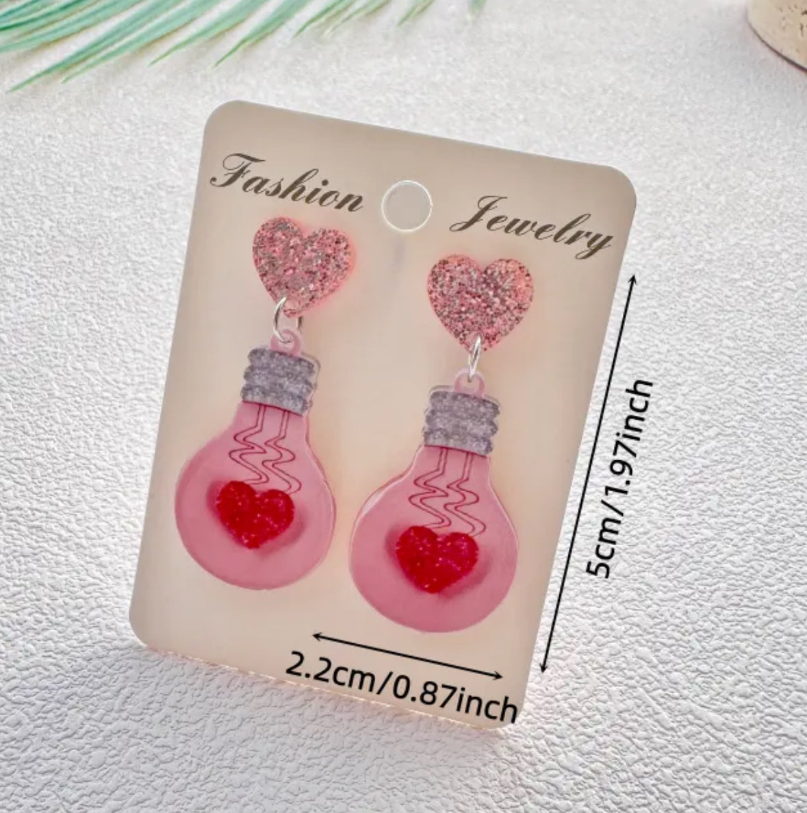 Light Bulb Heart Acrylic Earrings