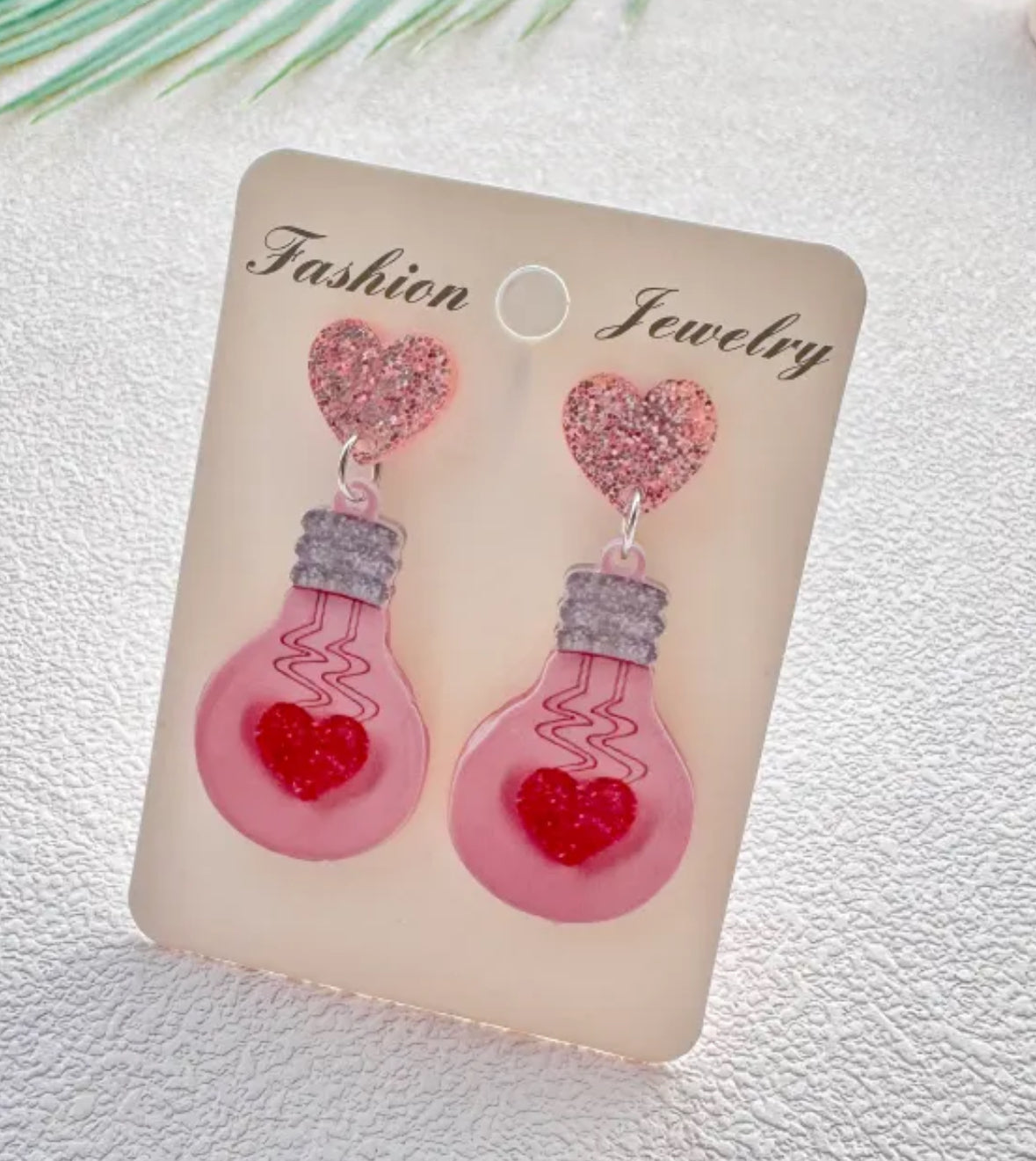 Light Bulb Heart Acrylic Earrings