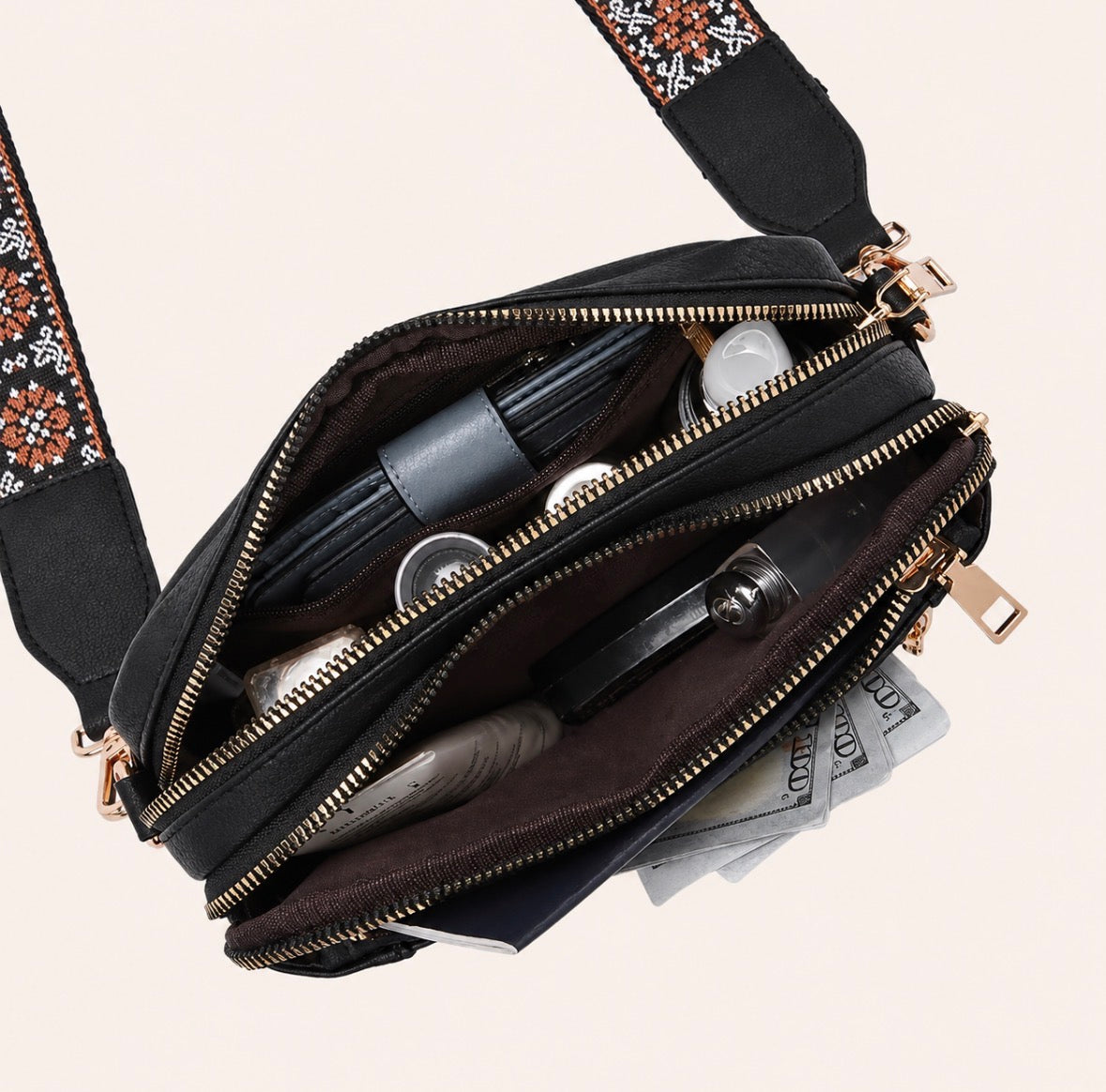Square Crossbody Shoulder Bag Featuring Four Card Slots and an Adjustable Shoulder Strap