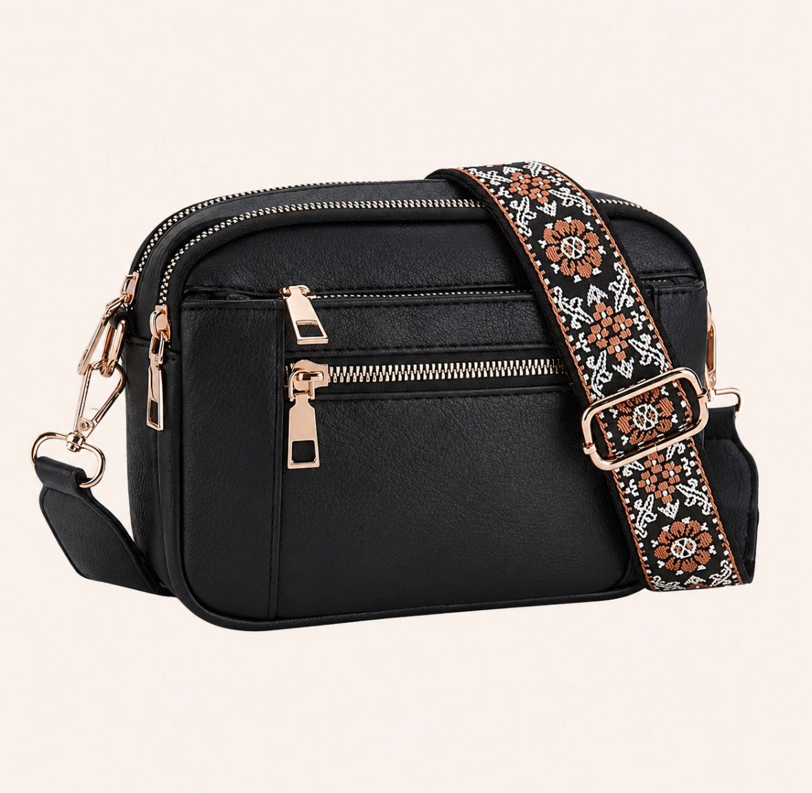 Square Crossbody Shoulder Bag Featuring Four Card Slots and an Adjustable Shoulder Strap