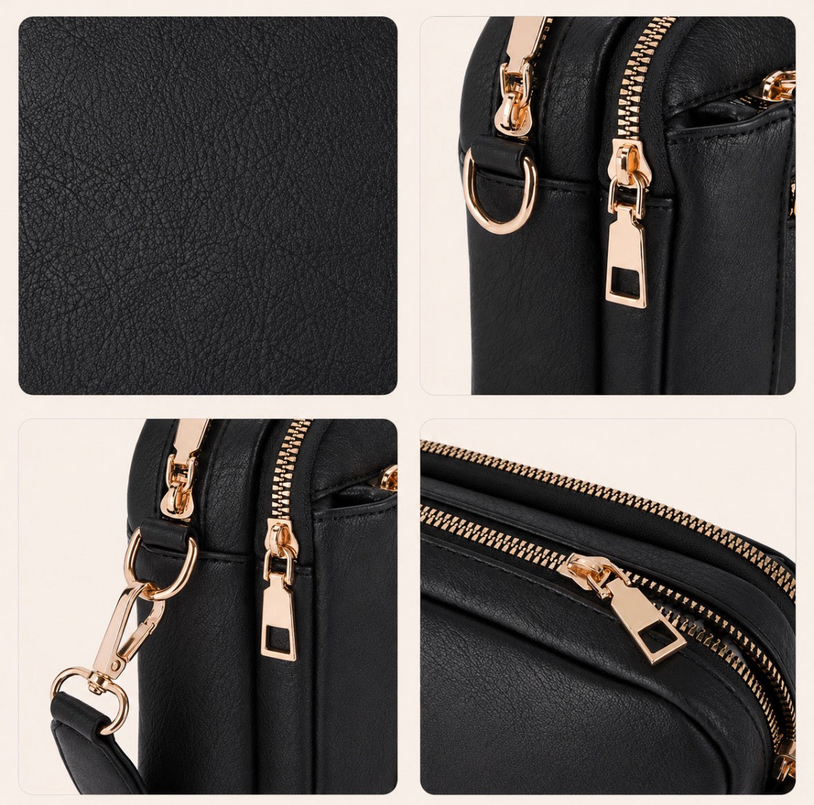 Square Crossbody Shoulder Bag Featuring Four Card Slots and an Adjustable Shoulder Strap