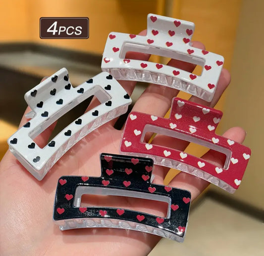 4-pack of Hair Clips with Hearts