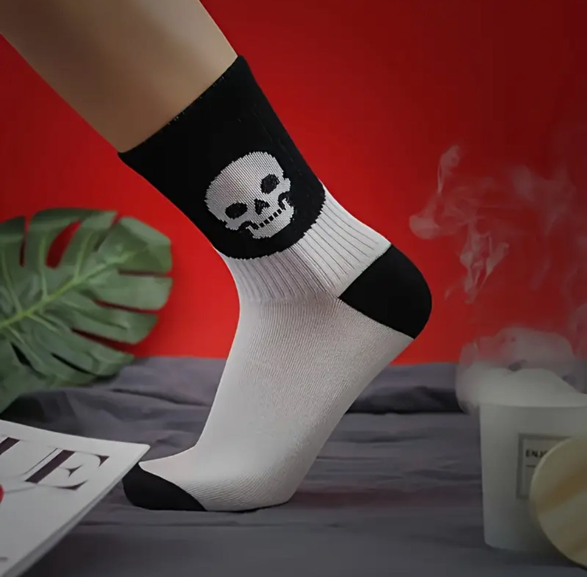 3-pk Crew Socks with Skull
