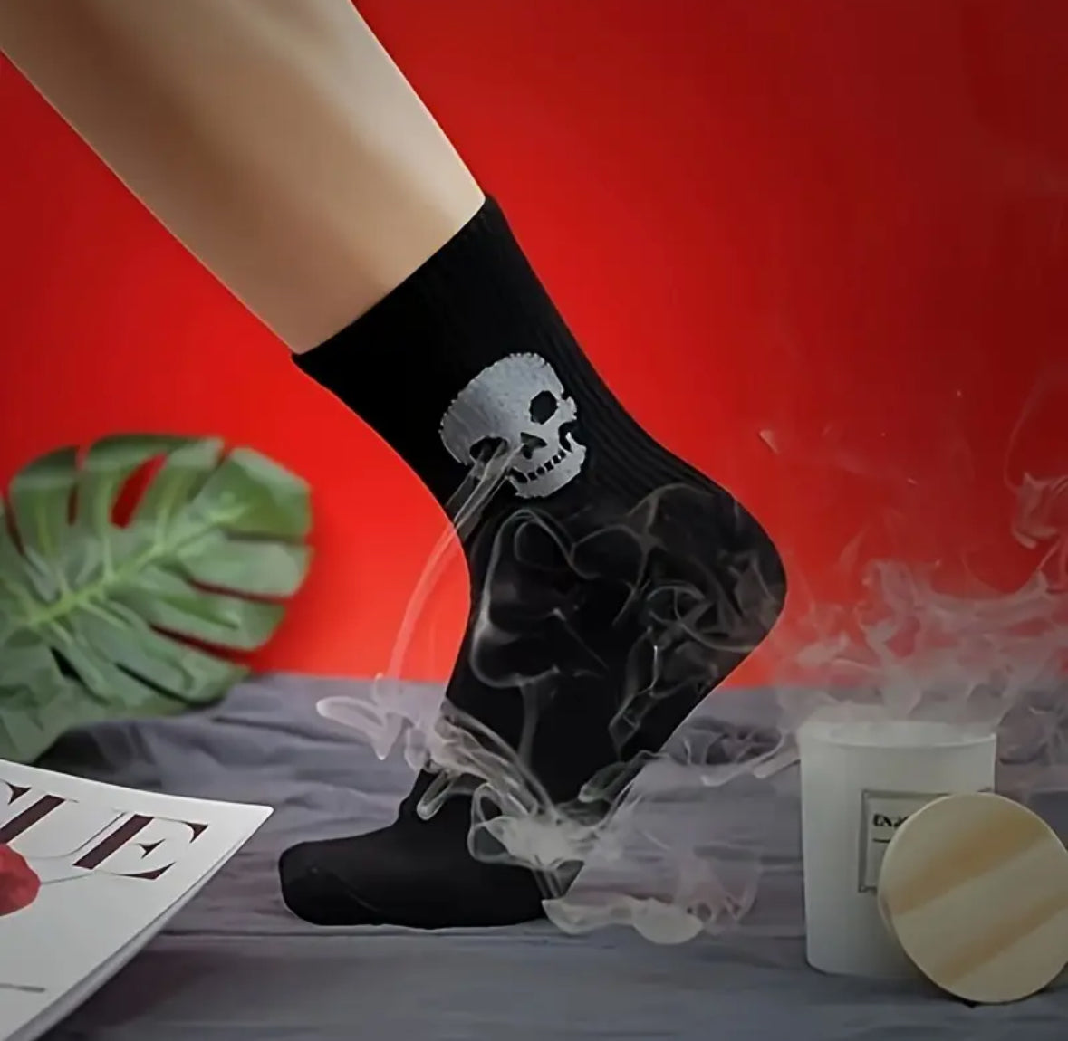 3-pk Crew Socks with Skull
