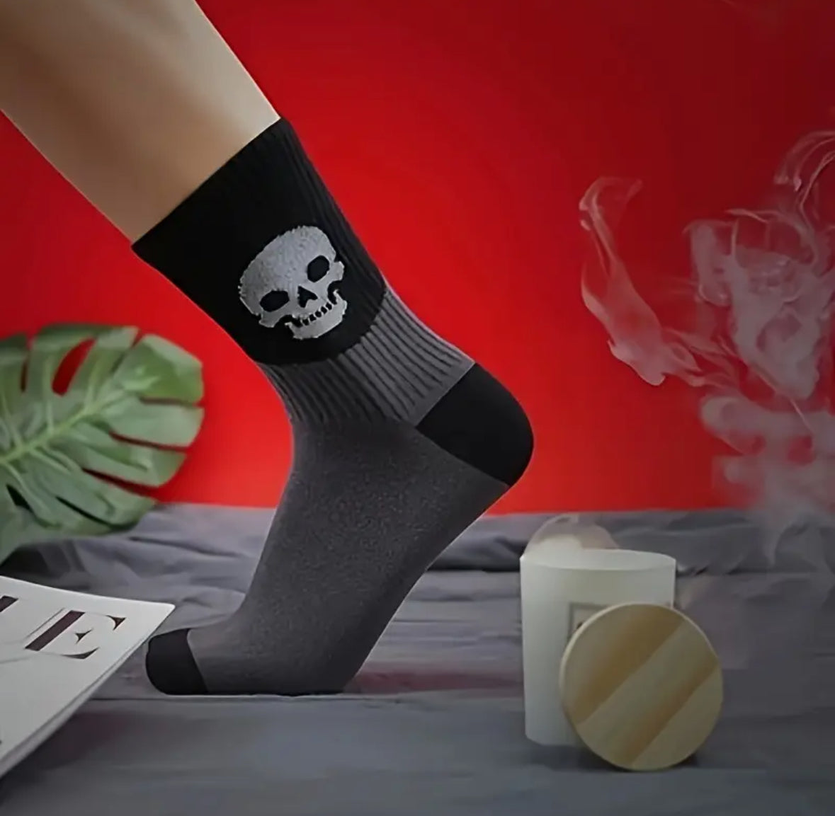 3-pk Crew Socks with Skull