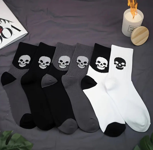 3-pk Crew Socks with Skull