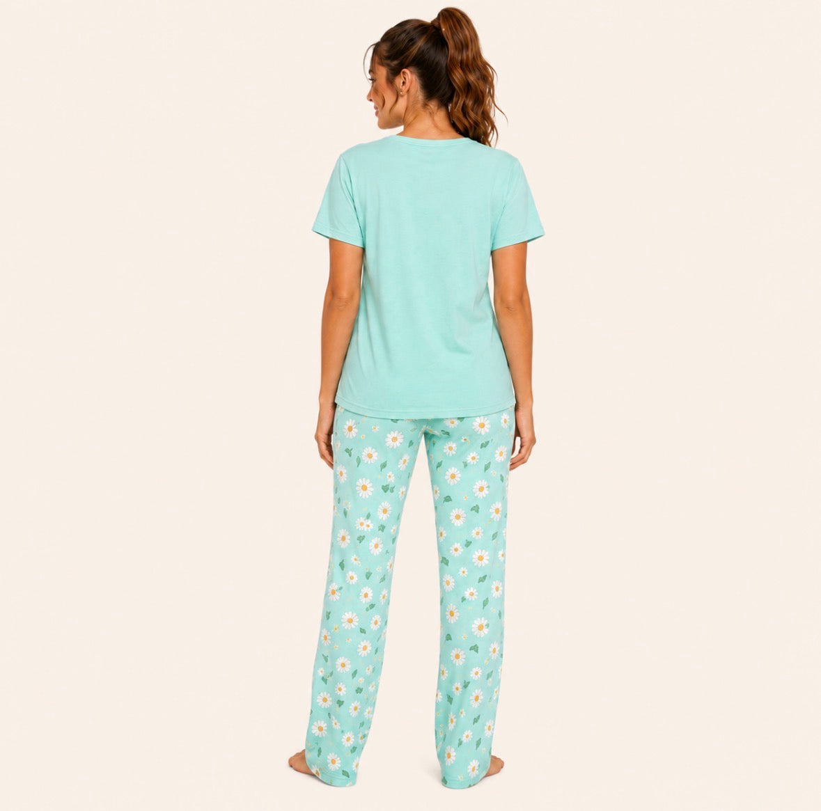 2-piece Short Sleeve Daisy Loungewear Set