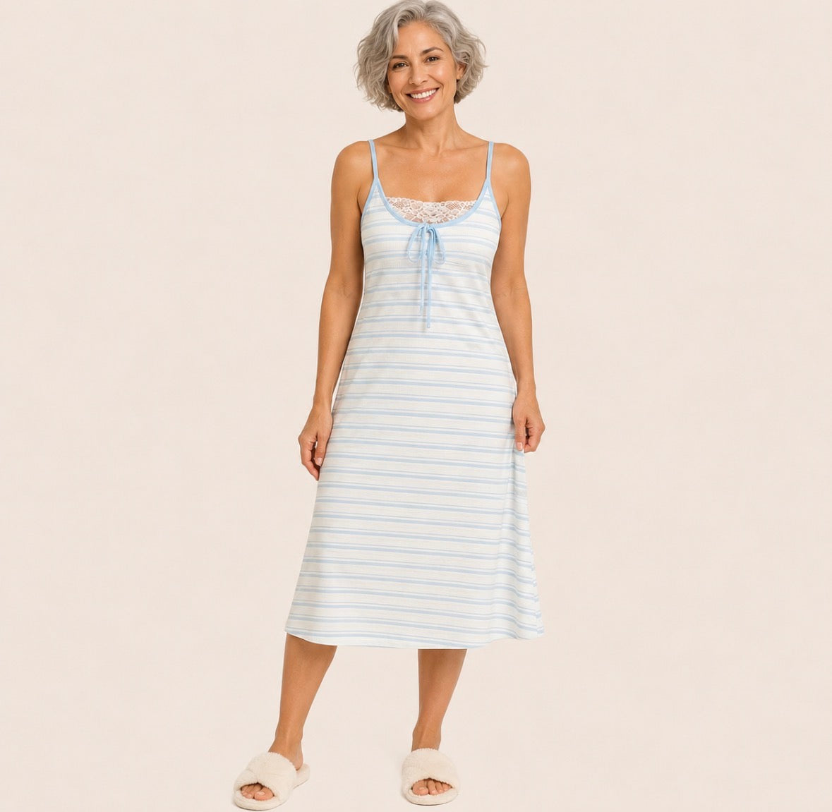 Striped Long Camisole Loungewear Dress