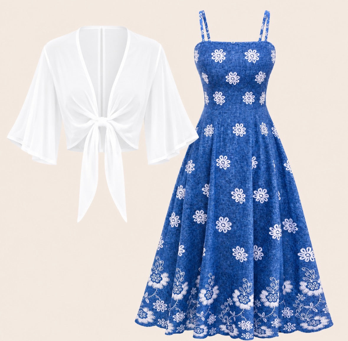 Plus Size 2-piece Set Floral Print Cami Dress And Chiffon Cape