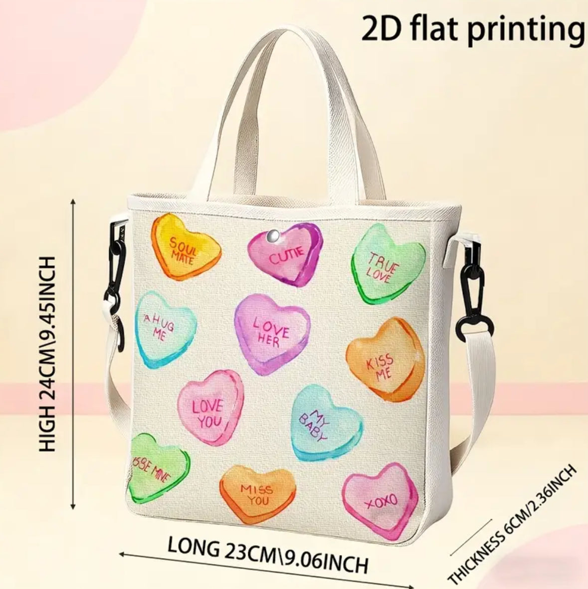 Colorful Heart-Shaped Valentines Tote Bag