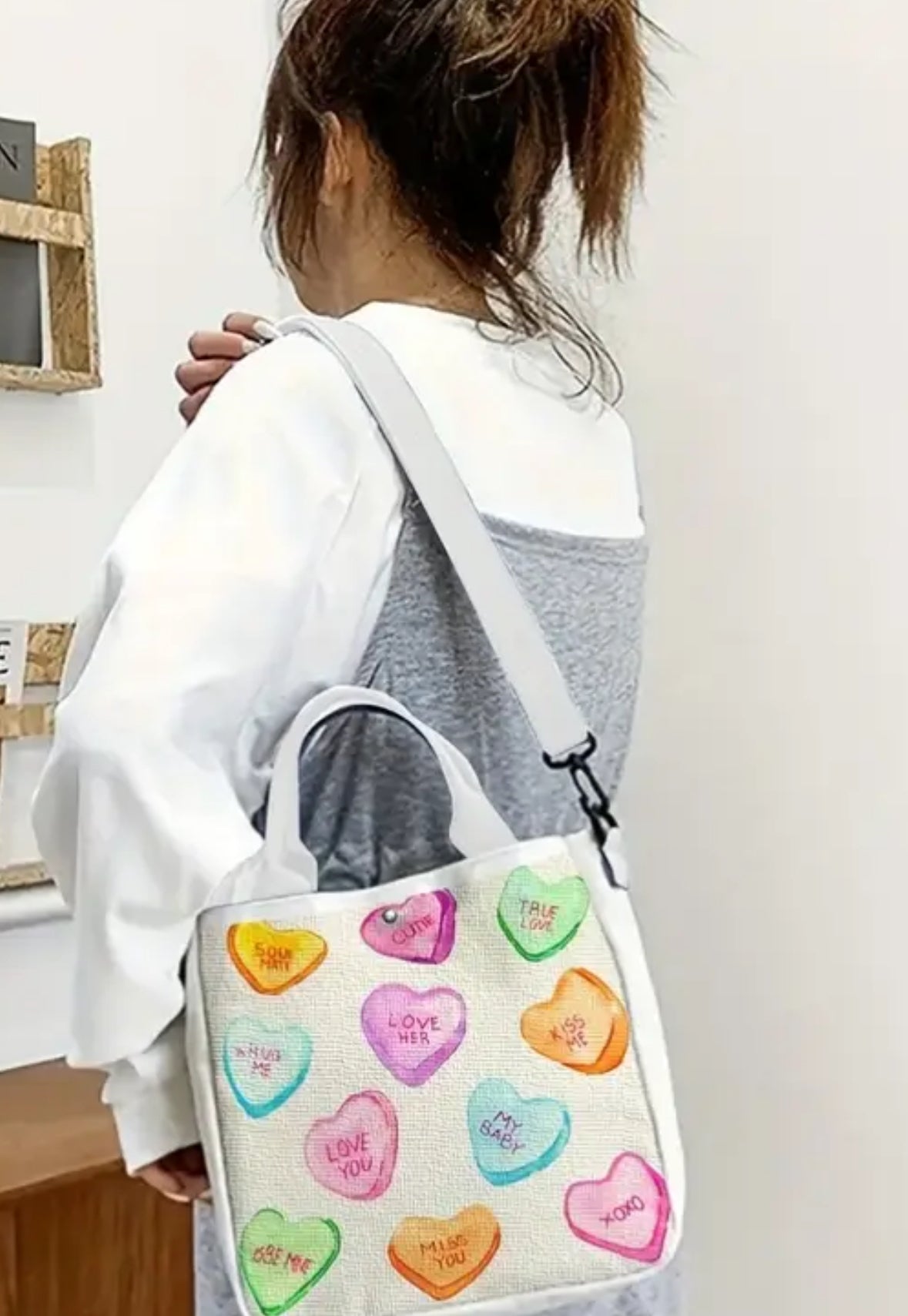 Colorful Heart-Shaped Valentines Tote Bag