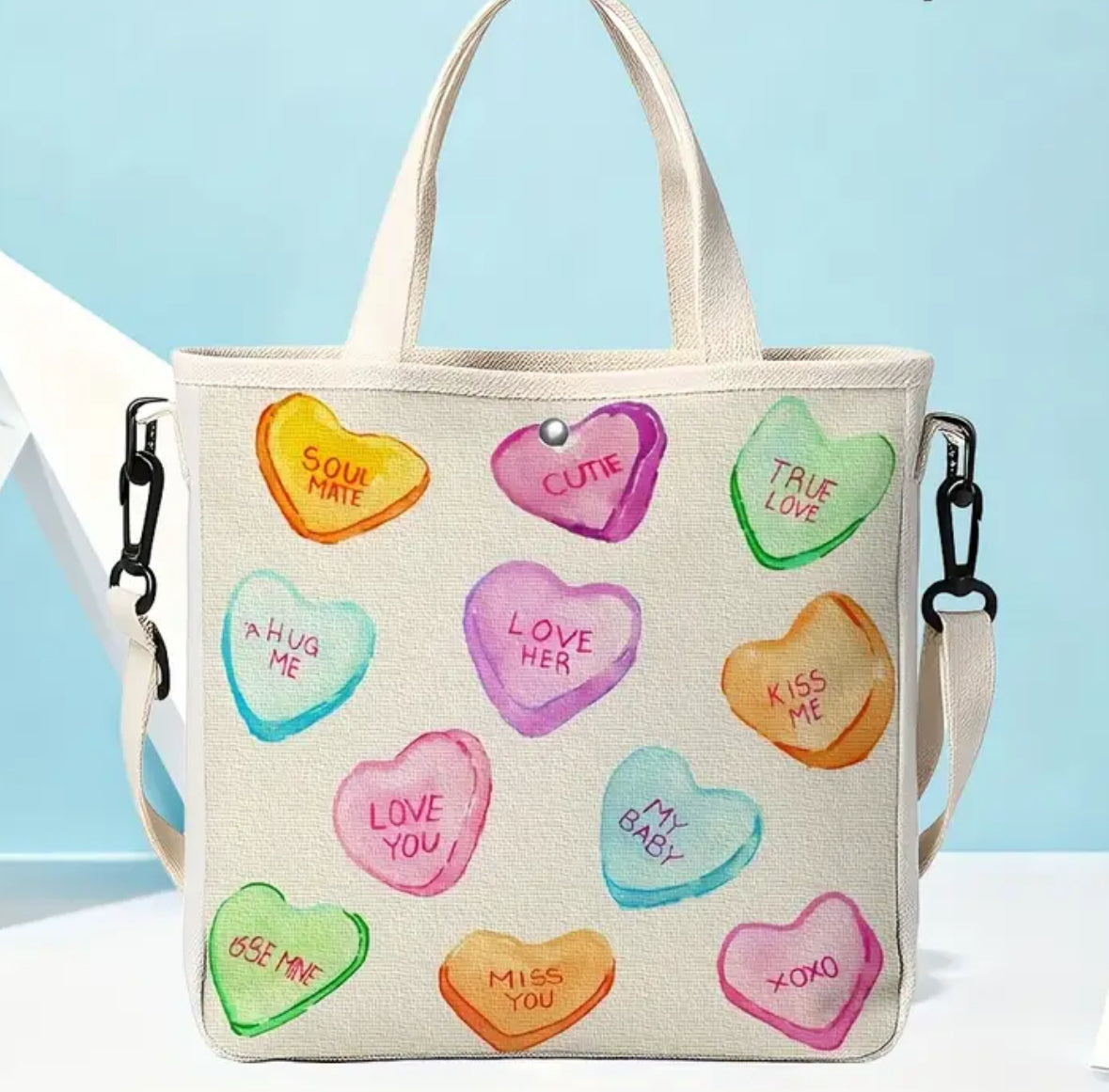 Colorful Heart-Shaped Valentines Tote Bag