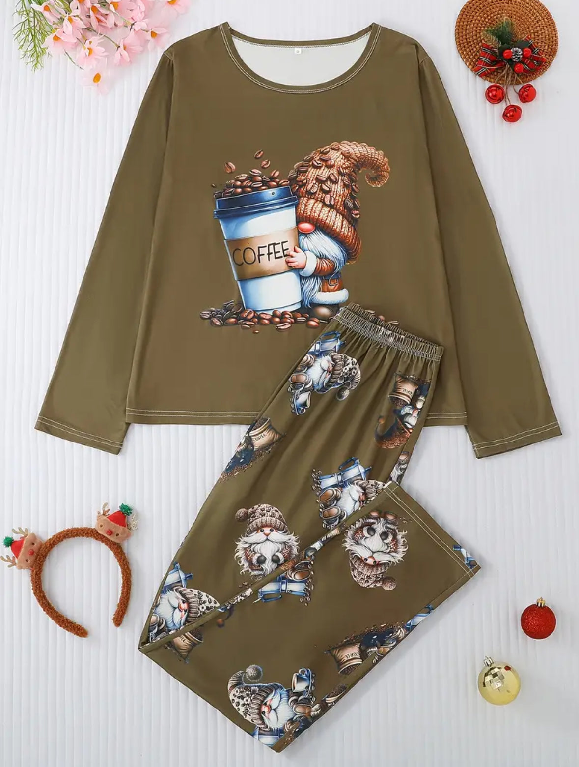 2-piece Gnome and Coffee Loungewear Set