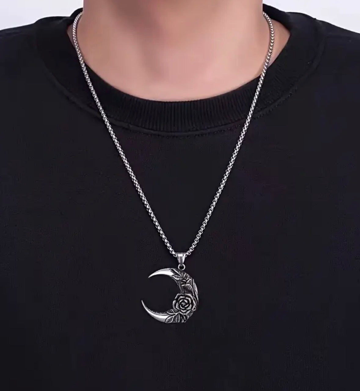 Gothic Rose Moon Necklace