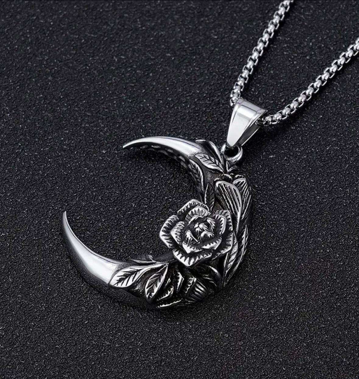 Gothic Rose Moon Necklace