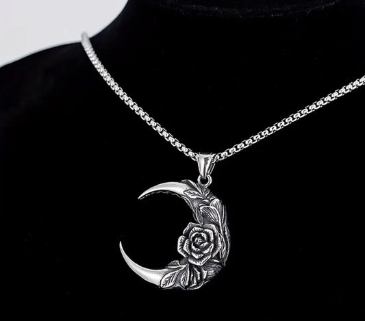 Gothic Rose Moon Necklace