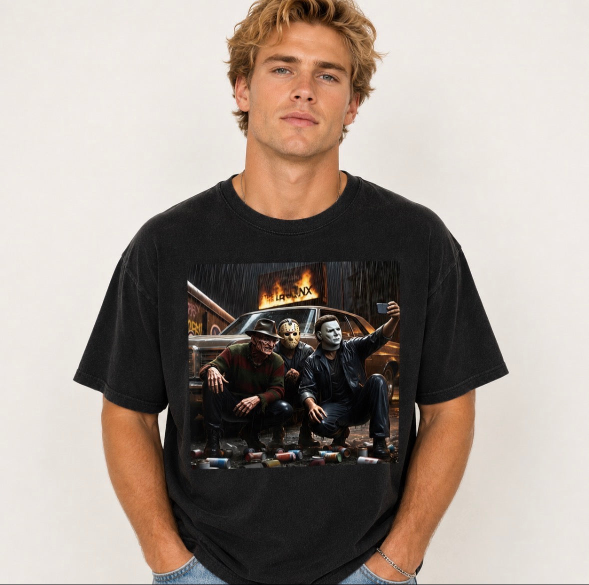 UNISEX Graphic T-shirt - Selfie with Halloween Characters