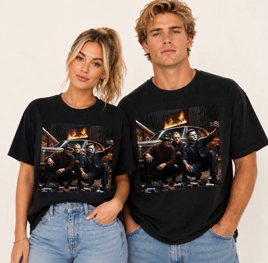 UNISEX Graphic T-shirt - Selfie with Halloween Characters