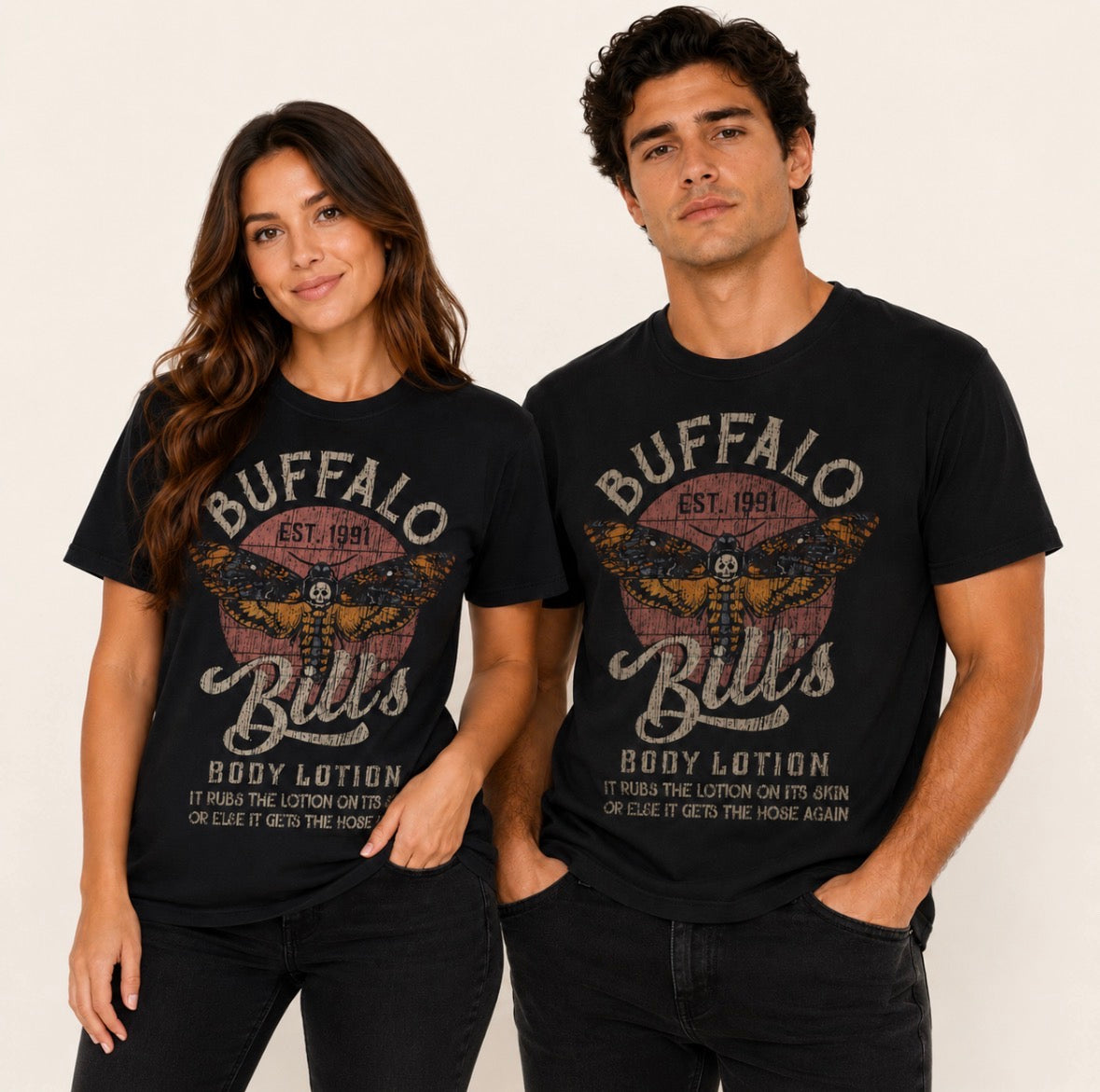 UNISEX Graphic T-shirt “Buffalo Bills BODY LOTION…IT RUBS THE LOTION ON ITS SKIN OR ELSE IT GETS THE HOSE AGAIN”