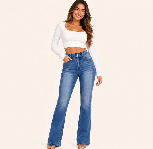 High Waist Bootcut Bell-Bottom Jeans
