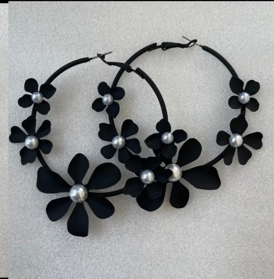 Flower Hoop Earrings