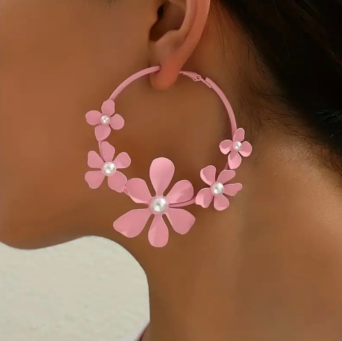 Flower Hoop Earrings