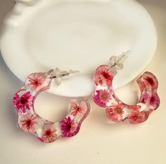 Bohemian Style Colorful Dried Flower Earrings