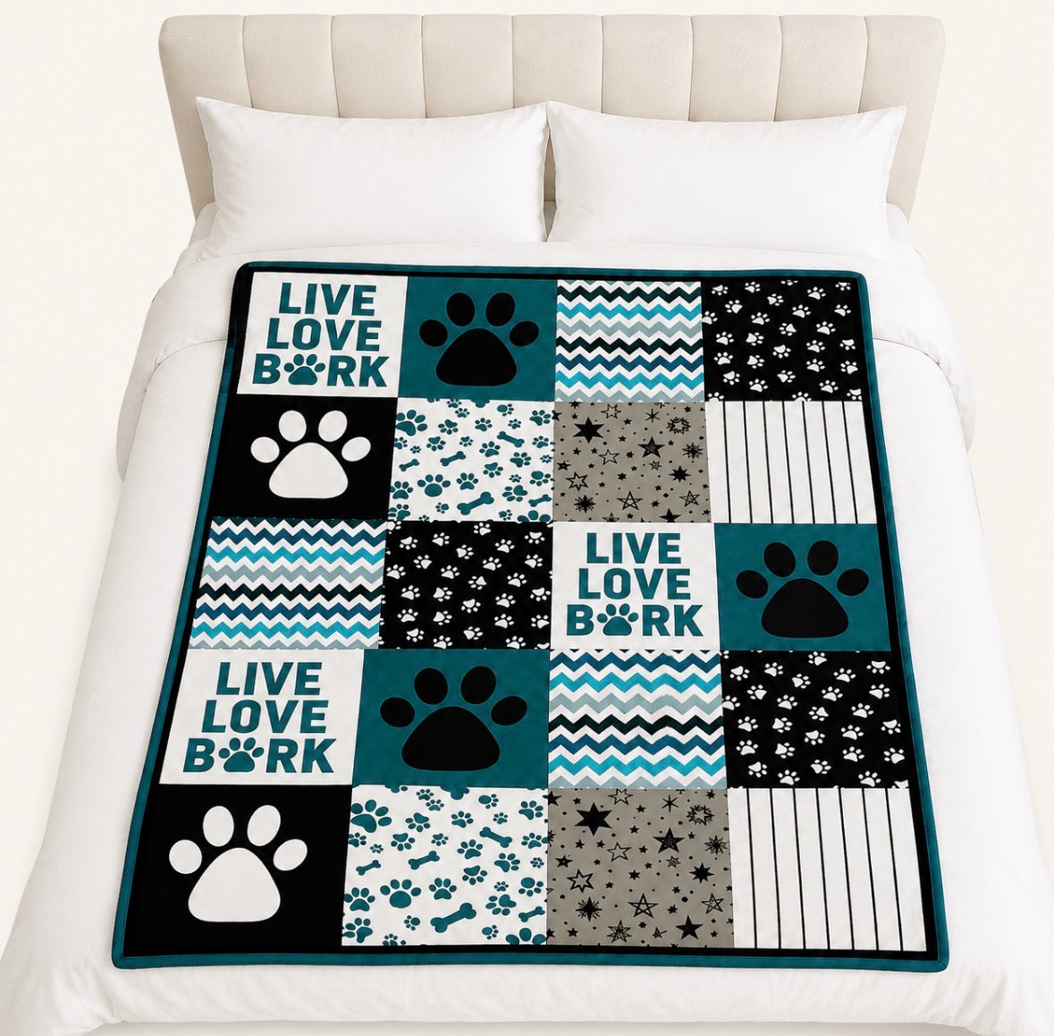 “Live Love Bark” Dog Theme Blanket