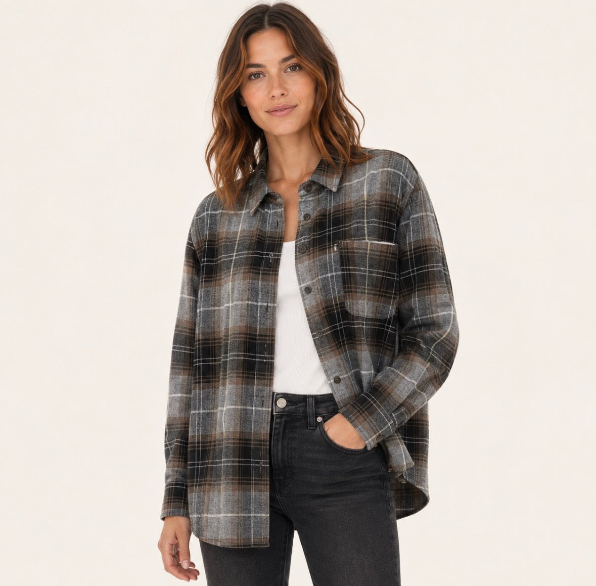 Long Sleeve Plaid Button Down Shirt
